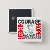 Sterke Courage Hope Lung Cancer Vierkante Button 5,1 Cm (Voorkant /achterkant)
