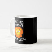 Sterke en moedige als een leeuwenkoffie-mok koffiemok (Voorkant links)