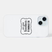 Sterke en Moedige Bijbelvers Eenvoudig Wit iPhone 15 Hoesje (Achterkant horizontaal)