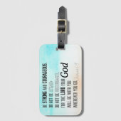 Sterke en moedige Joshua 1:9 Bijbelversie Bagagelabel (Voorkant (verticaal))