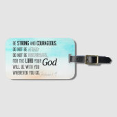 Sterke en moedige Joshua 1:9 Bijbelversie Bagagelabel (Voorkant (horizontaal))