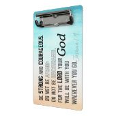 Sterke en moedige Joshua 1:9 Bijbelversie Mini Klembord (Angled2)