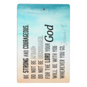 Sterke en moedige Joshua 1:9 Bijbelversie Mini Klembord (Achterkant)