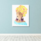 Sterke en mooie dame canvas afdruk (Insitu (Houten vloer))