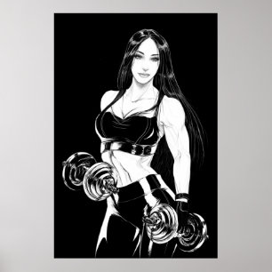 Sterke en mooie fitness Poster voor gym-workout
