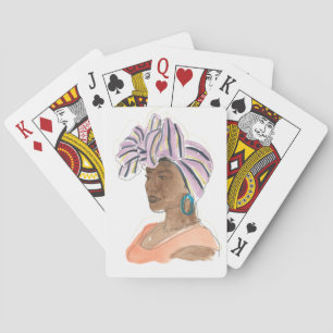 Sterke en mooie vrouw pokerkaarten