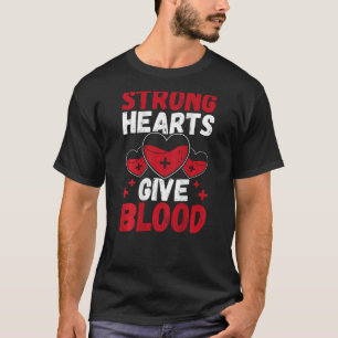Sterke harten geven bloed backprint bloeddonor t-shirt