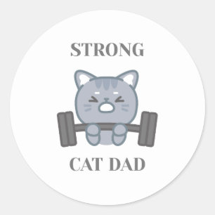 Sterke KattenPapa Ronde Sticker