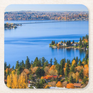 Sterke kleuren van de herfst in Bellevue Vierkante Kartonnen Onderzetter