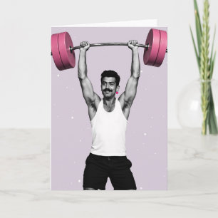 Sterke man Pink Pop Art Kaart