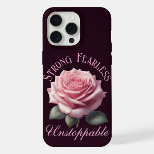 Sterke Onverschrokken Onstoppbare & Roze Roos T-Sh iPhone 15 Pro Max Hoesje