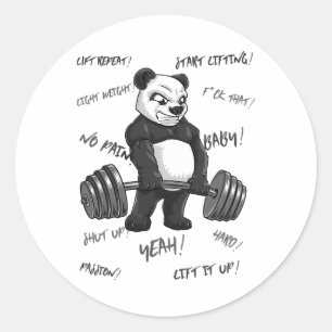 Sterke Panda Deadlift Shirt Man Bodybuilder Beer P Ronde Sticker