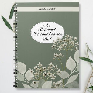Sterke quote en aangepaste naam floral notitieboek