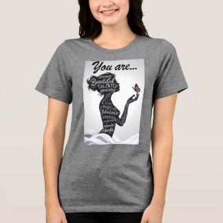 Sterke Schone Vrouw Silhouet Typografie Tri-Blend Shirt
