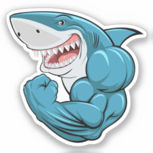 sterke spierhaai sticker