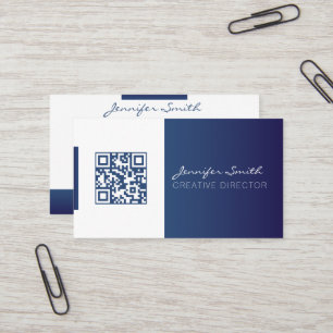 Sterke stijl QR code visitekaartje diep blauw