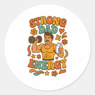 Sterke Vader Energie – Groovy Spierbundel Vader Gy Ronde Sticker