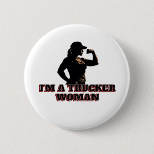 Sterke Vrouw Trucker Vrouw Power Road Pride Ronde Button 5,7 Cm