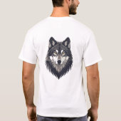 Sterke Wolf Kop Illustratie T-Shirt (Achterkant)