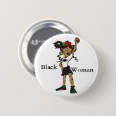 Sterke zwarte vrouw ronde button 5,7 cm (Voorkant /achterkant)