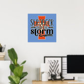 Sterker dan het Storm met kruis Poster (Thuiskantoor)