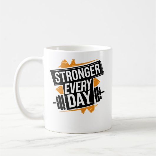 Sterker Elke Dag Fitness Vooruitgang Motivatie Kun Koffiemok (Links)