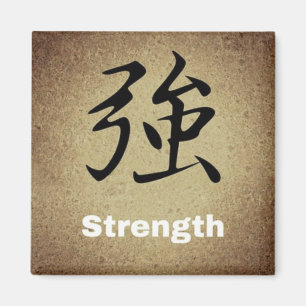STERKTE Chinees Symbool Rond of vierkant karakter Magneet