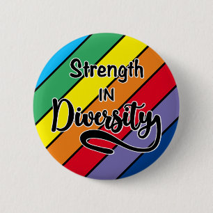 "Sterkte in diversiteit" Regenboog Inclusiviteit Ronde Button 5,7 Cm