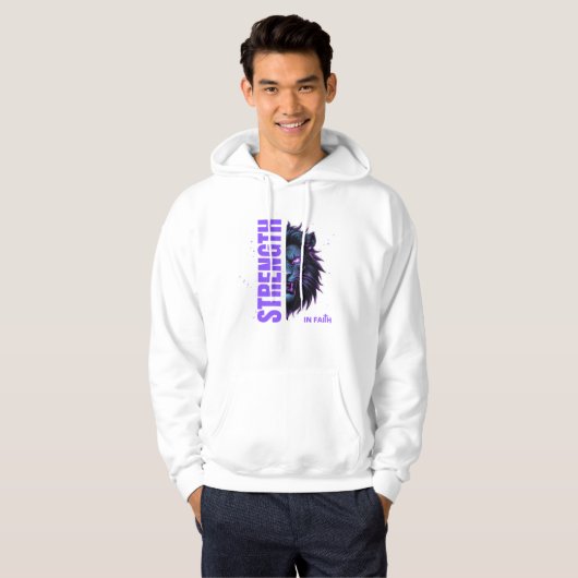 Sterkte in het geloof Leeuw & Kruis Embleem Hoodie (Voorkant volledig)