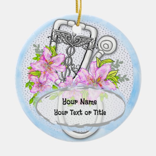 Sterlelie stethoscoop keramisch ornament (Voorkant)