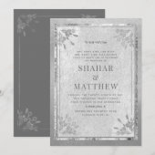 Sterling Silver Affair Wedding & Party Invitation Kaart (Voorkant / Achterkant)