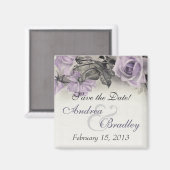  sterling Silver Paars Roos Wedding Magnet Magneet (Voorkant / Achterkant)