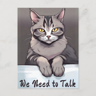 Stern Tabby Cat vraagt om een serieus gesprek Briefkaart