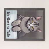 Stern Tabby Cat vraagt om een serieus gesprek Legpuzzel (Horizontaal)