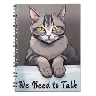 Stern Tabby Cat vraagt om een serieus gesprek Notitieboek