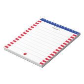 Sterpatroon, rode witte strepen & hart gevoerd notitieblok (Gedraaid)