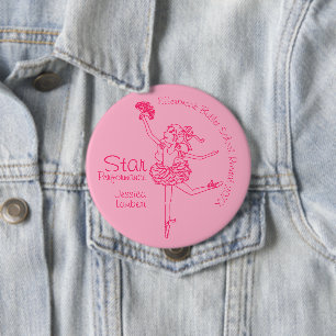 Sterprestaties ballerina roze outline award ronde button 4,0 cm