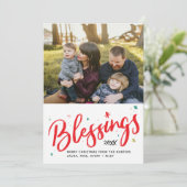 Sterre en winterzegeningen feestdagenkaart (Staand voorkant)