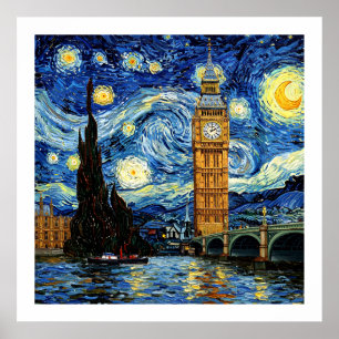 Sterre Nachten Big Ben Londen Engeland Poster