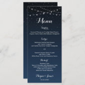 Sterre Nachten Rustieke Trouwdag Diner Menu (Voorkant / Achterkant)