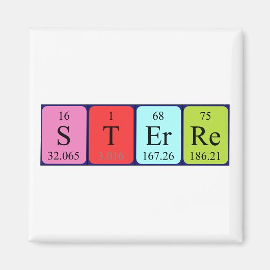 Sterre periodiek table name magnet magneet (Voorkant)