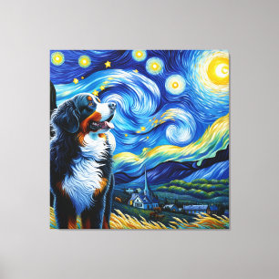 Sterren Berner Mountain Dog Portret Canvas Afdruk