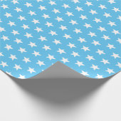 Sterren blauw en wit patroon modern geschenk cadeaupapier (Hoek)