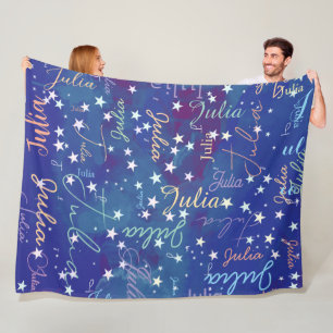Sterren Blue Hues Sky met Haar Naam helemaal over Fleece Deken