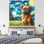 Sterren Brussels Griffon Hondenportret Canvas Afdruk (Insitu (Slaapkamer))