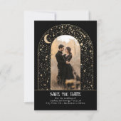 Sterren Celestial Arch Black Save the Date Foto (Voorkant)
