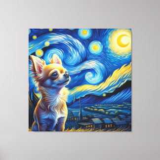 Sterren Chihuahua Hond Portret - Huisdier Portret Canvas Afdruk