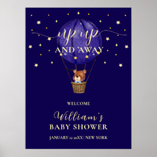 Sterren dragen hete luchtballon baby shower welkom poster
