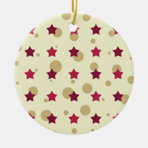 Sterren en cirkels goud en veenbessen keramisch ornament