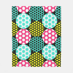 Sterren en cirkels, veelkleurige pop. fleece deken